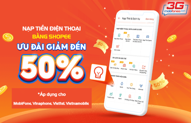 cach nap tien dien thoai tren shopee