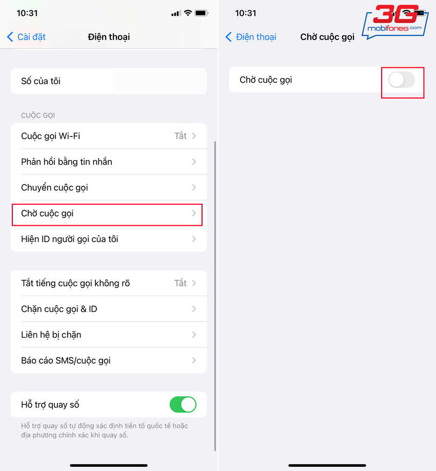 cai dat cuoc goi cho tren ios 2