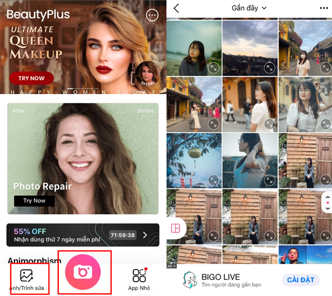 huong dan su dung app Beauty plus